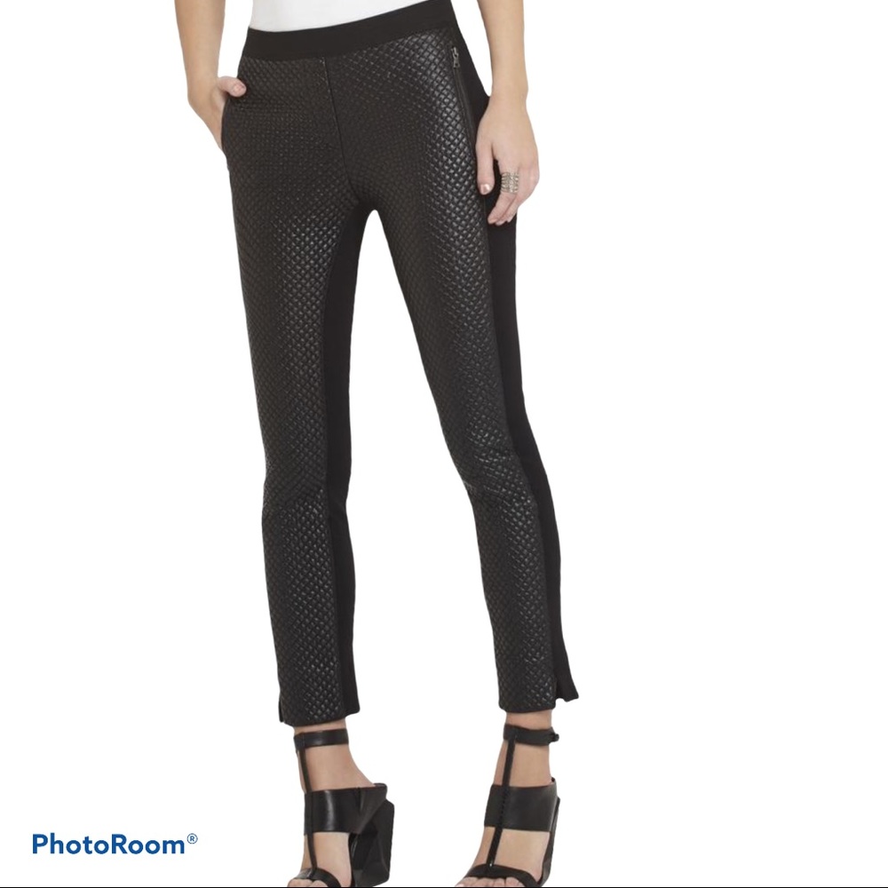 BCBG black Caiden quilted faux leather leggings 8